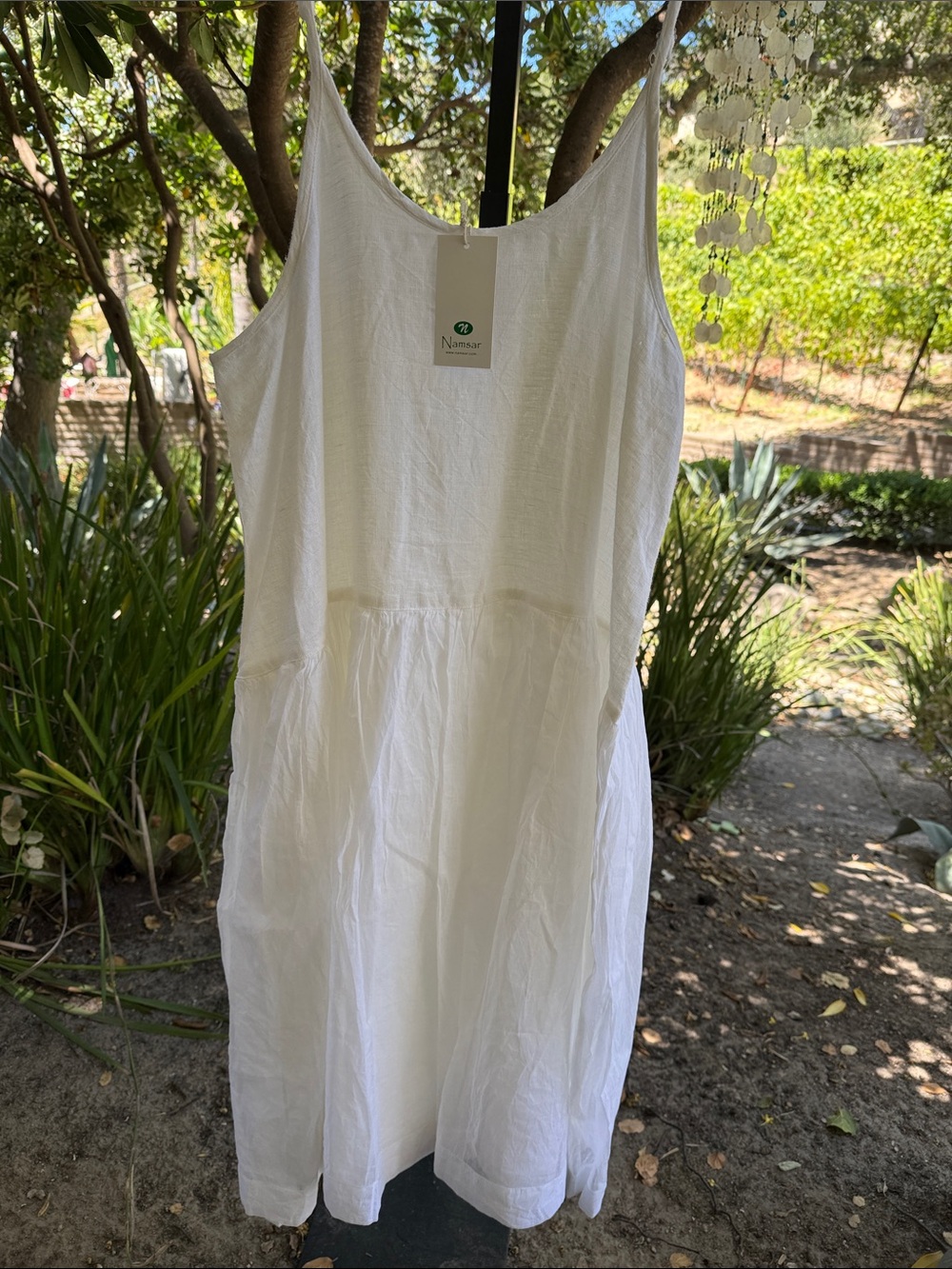 White Strapless Linen Dress